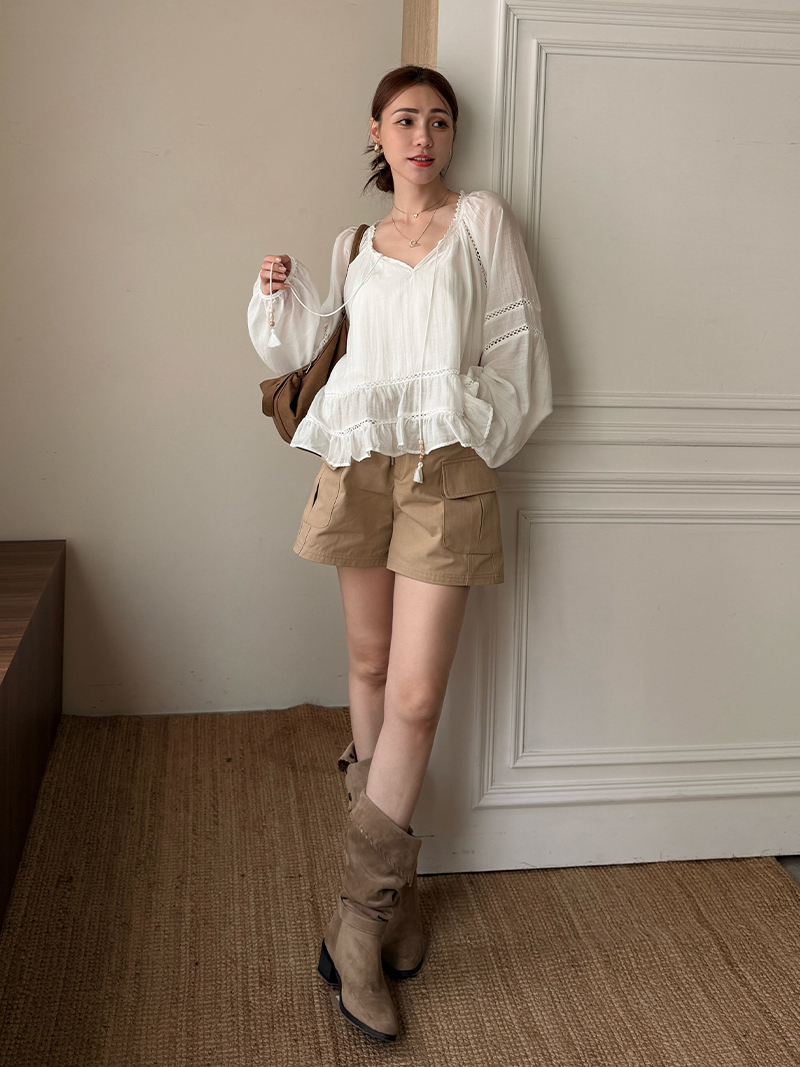 B1636-抽繩工裝短褲