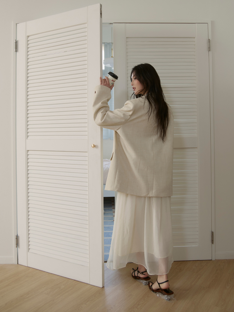 IB928-西裝外套+拼接半身裙套裝