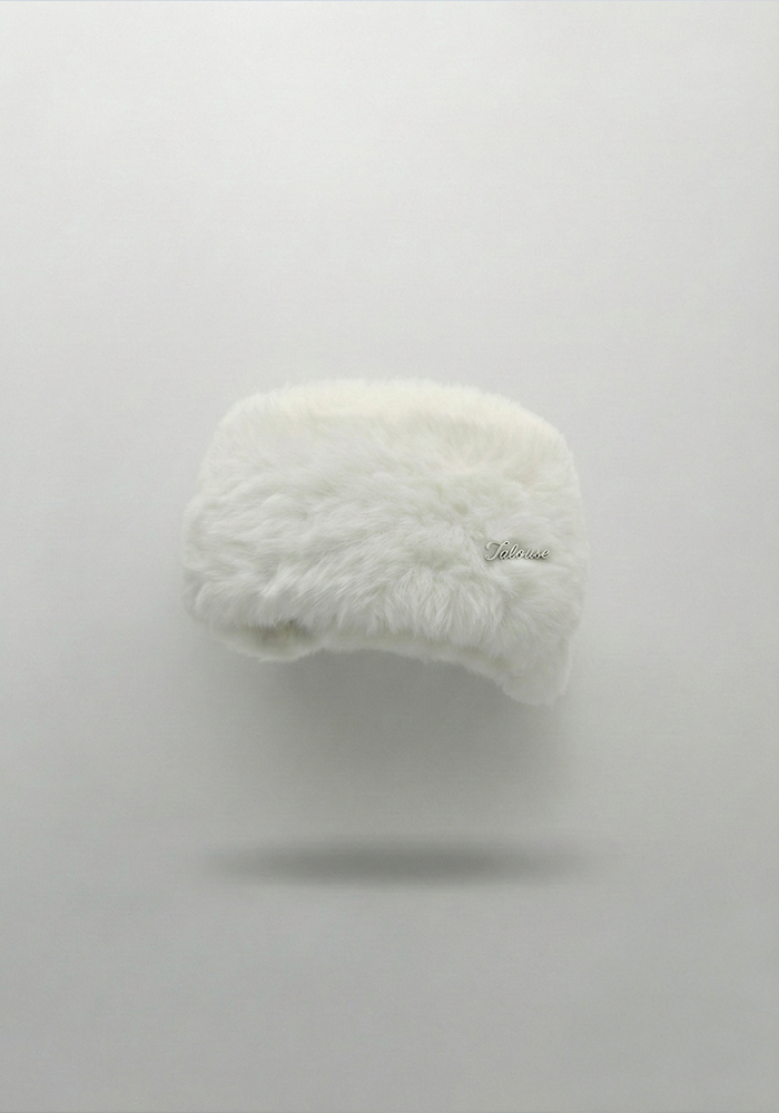 毛絨護耳髮帶-雲朵白