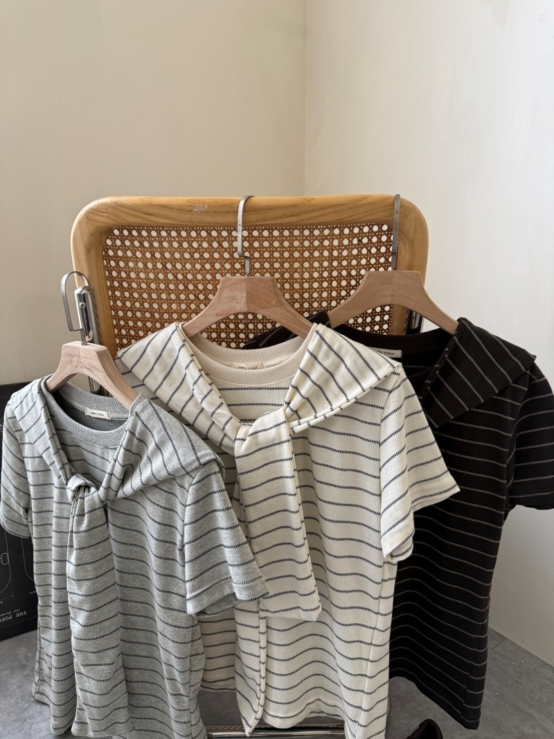 A3266-條紋上衣(附披肩)