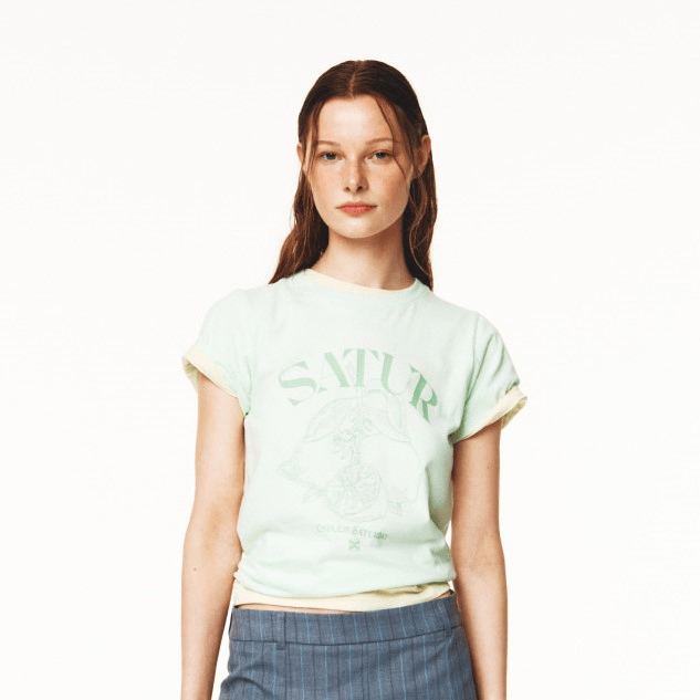 [現貨] SATUR | (W) Capri Citron Drawing Summer Graphic T-Shirt
