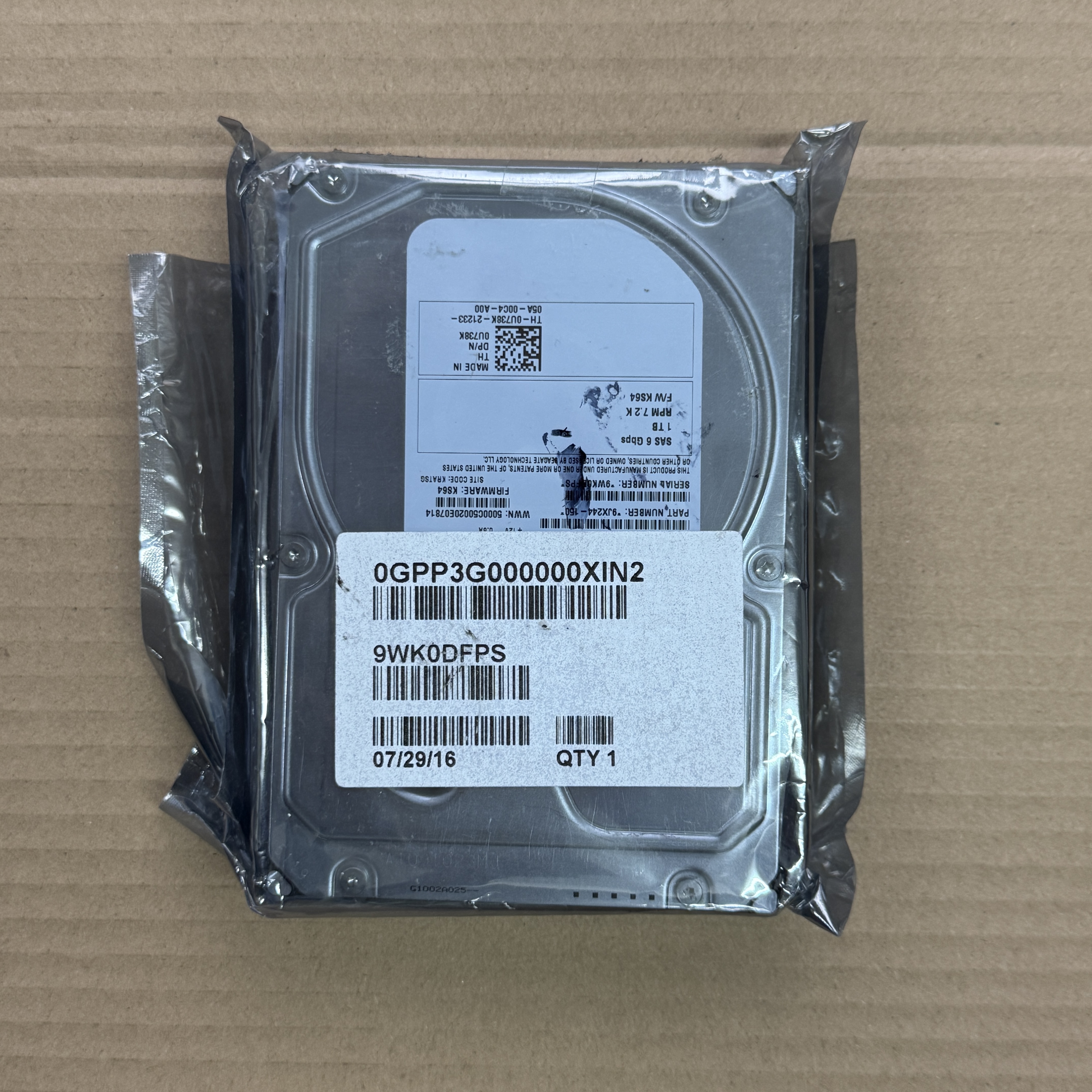 0GPP3G DELL 3.5" 1TB NL SAS 7200RPM 6GBPS HDD = 740YX (翻新)