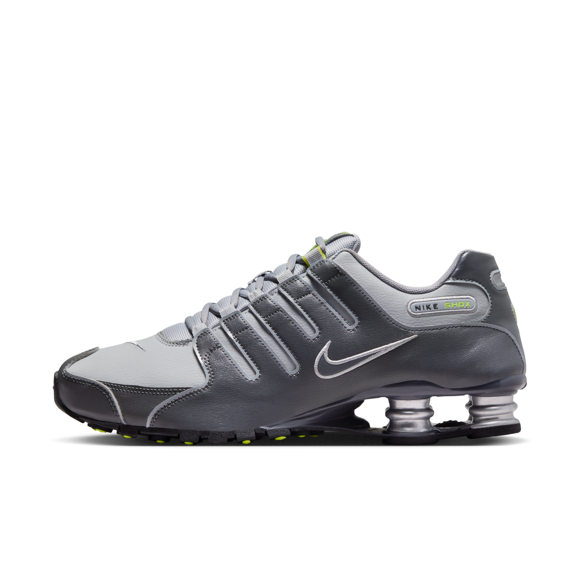 男鞋 NIKE SHOX NZ 灰色 復古 氣墊 皮革 緩震 彈簧鞋 休閒鞋【378341-009】