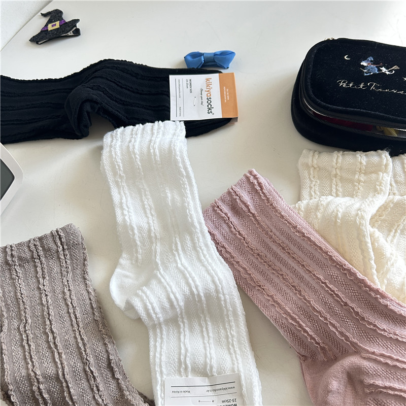 韓國🇰🇷立體線條女大人中筒襪