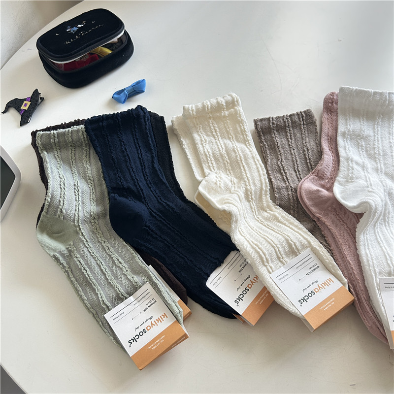 韓國🇰🇷立體線條女大人中筒襪