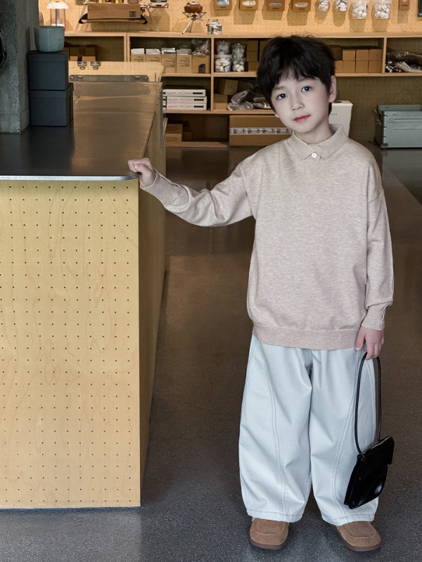 純色立領針織毛衣(90)