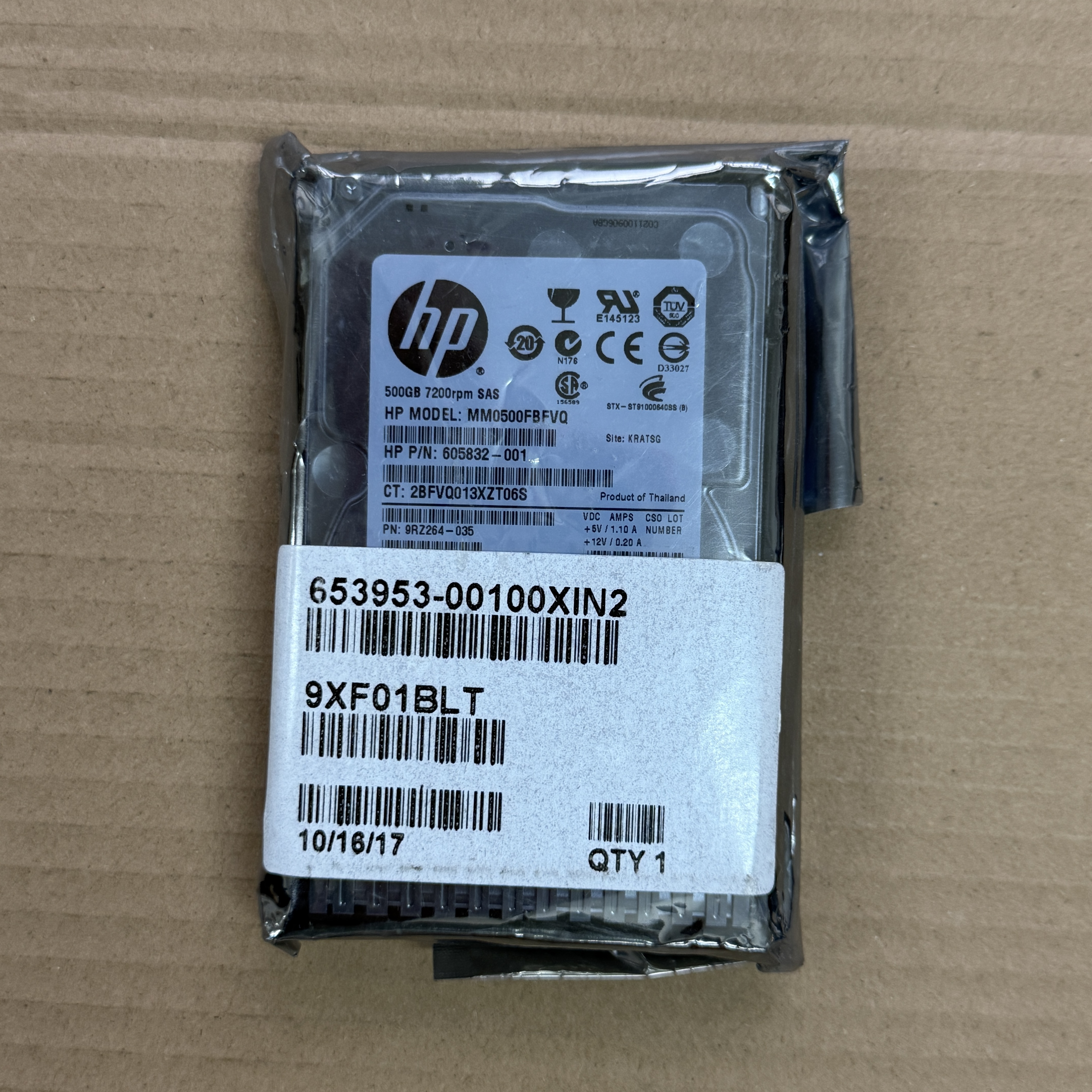 653953-001 HP 2.5" 500GB 7.2K RPM SAS HDD (翻新)