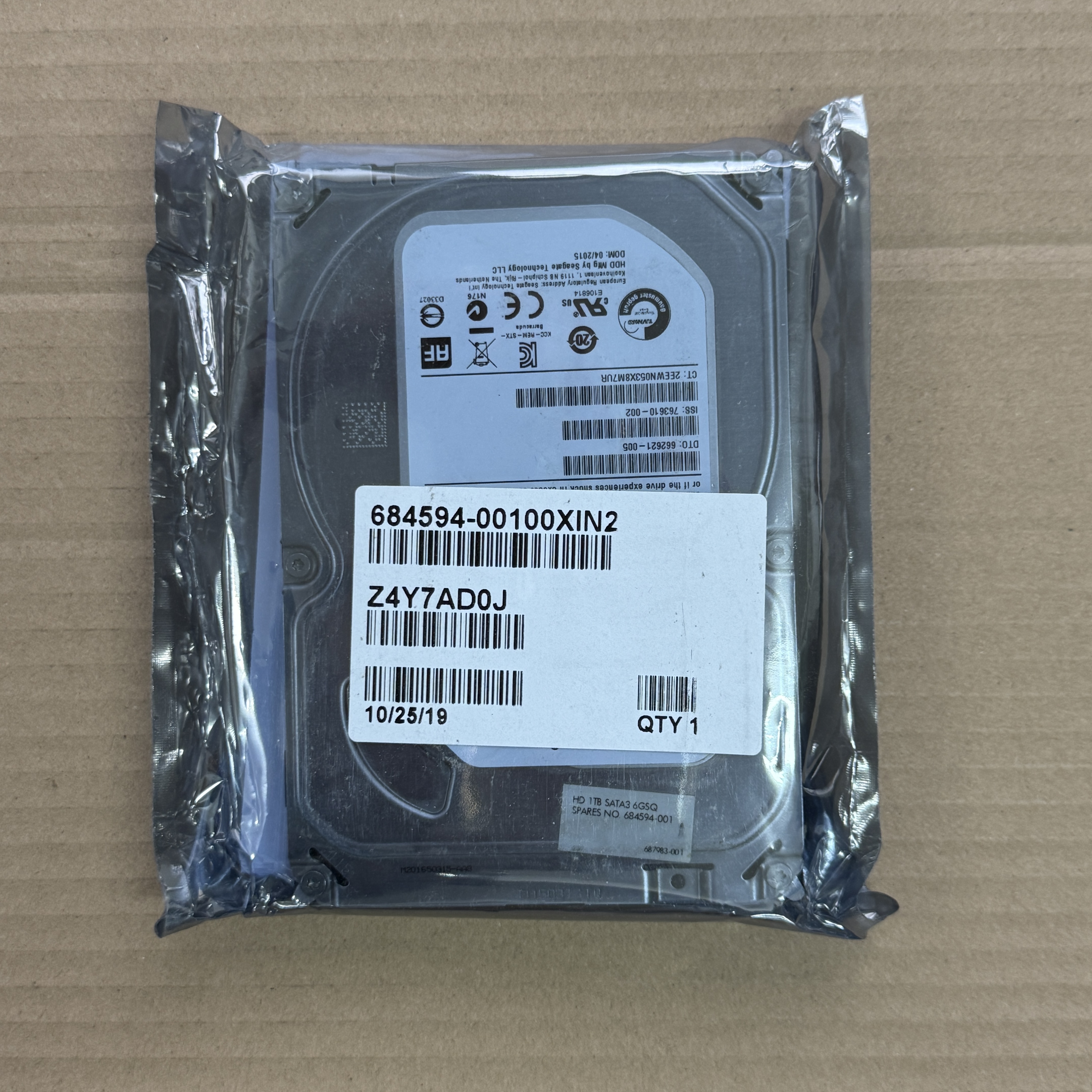 684594-001 HP 3.5" 1TB 7200RPM SATA HDD (翻新)