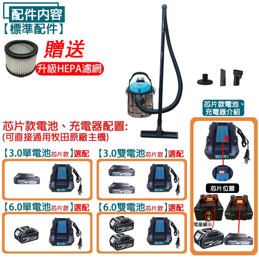 附發票｜芯片款SW12LI三用工業吸塵器｜21V 鋰電工業吸塵器 12L不銹鋼桶身 靜音款 通牧田電池