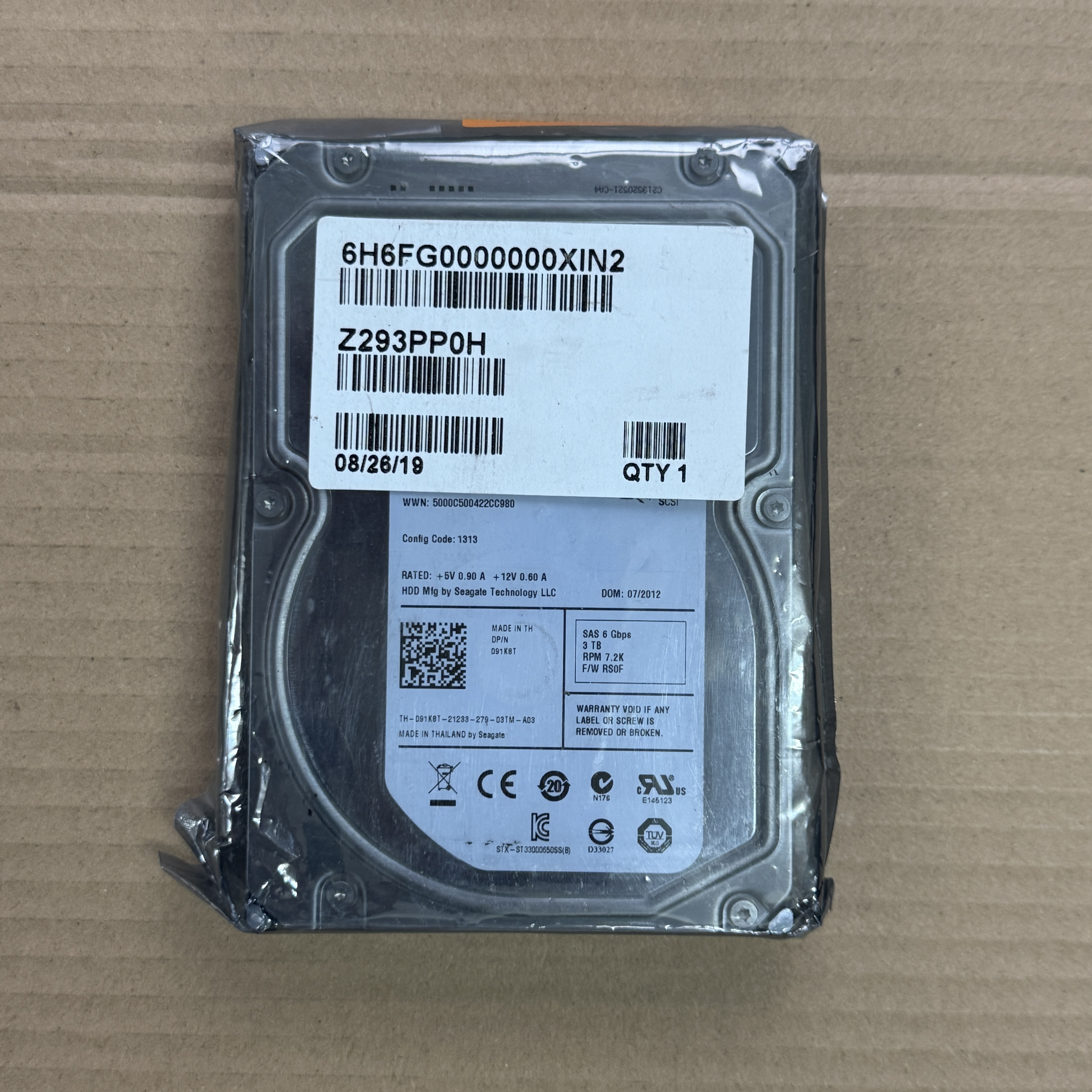 6H6FG DELL EQUALLOGIC PS6100E 3.5" 3TB 7.2K 6G SAS HDD (翻新)