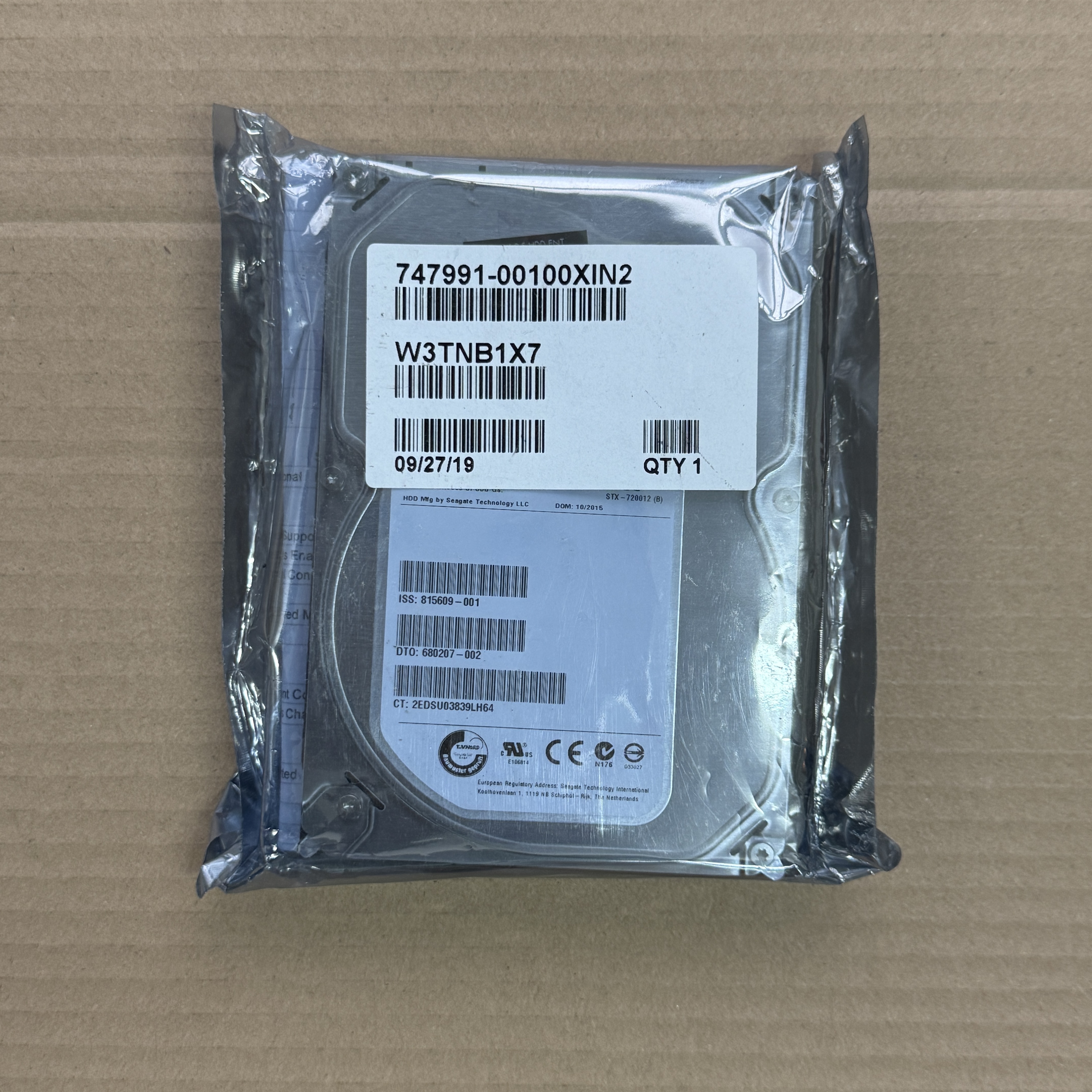 747991-001 HP 3.5" 500GB SATA 3GB/S 7,200 RPM HDD (翻新)