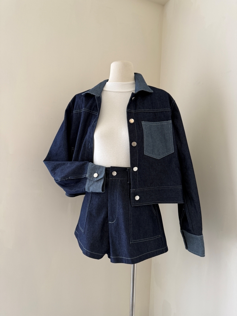 C1781-撞色洗水牛仔套裝