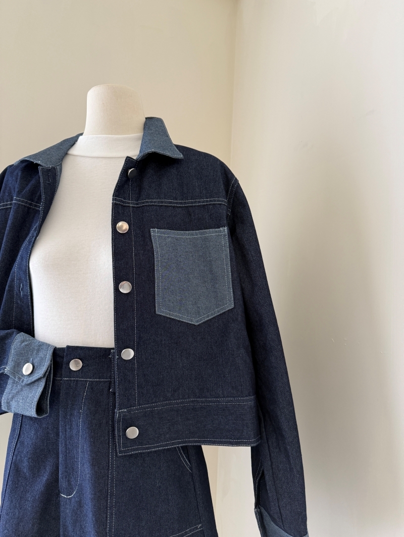 C1781-撞色洗水牛仔套裝