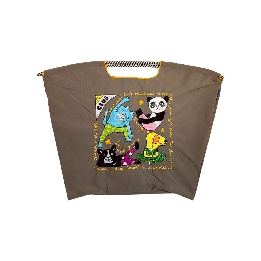 Ball＆Chain 刺繡環保購物袋 L號 - 灰 (32210785)