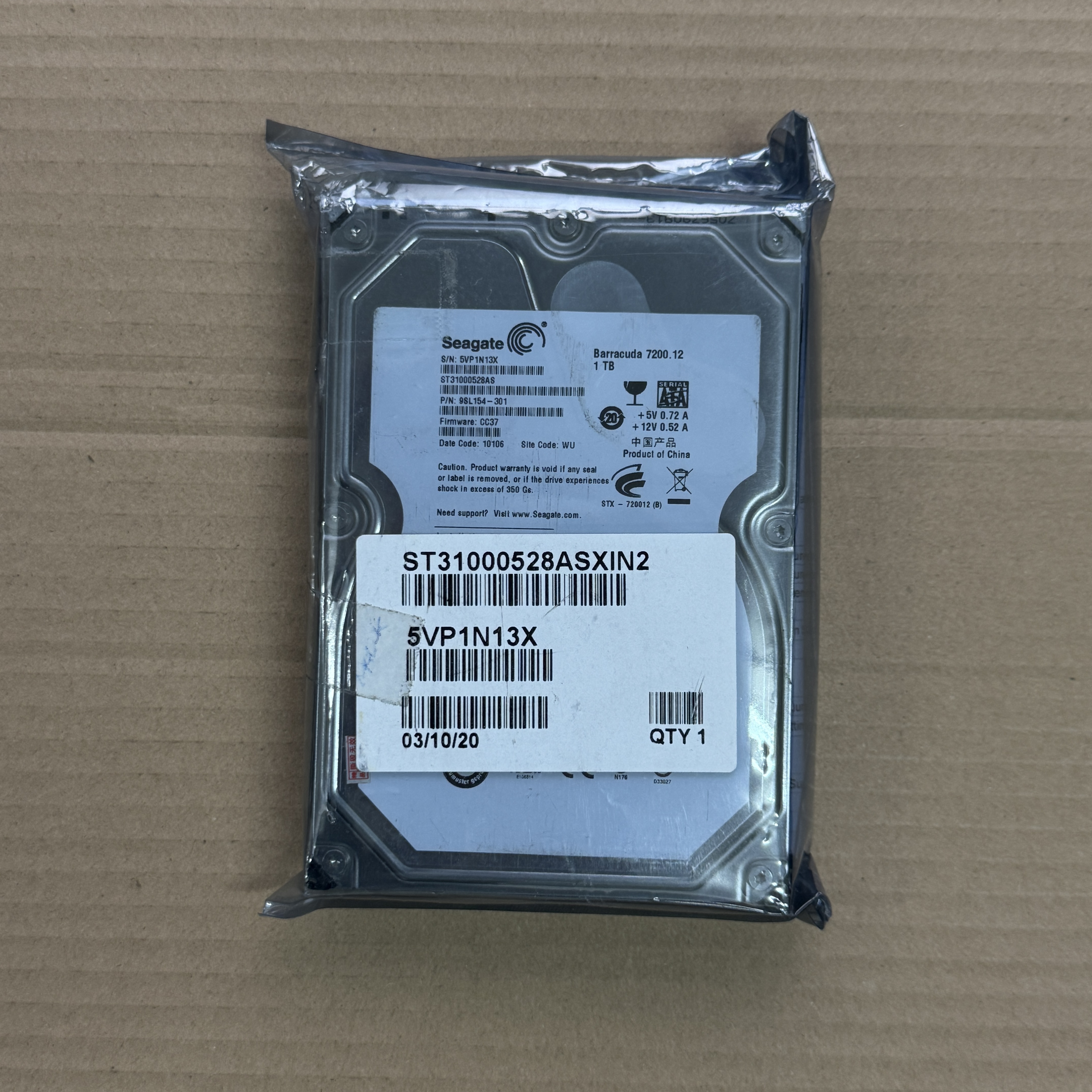 ST31000528AS SEAGATE 1TB SATA 3.5" 7.2K 3GBPS 32MB HDD (翻新)
