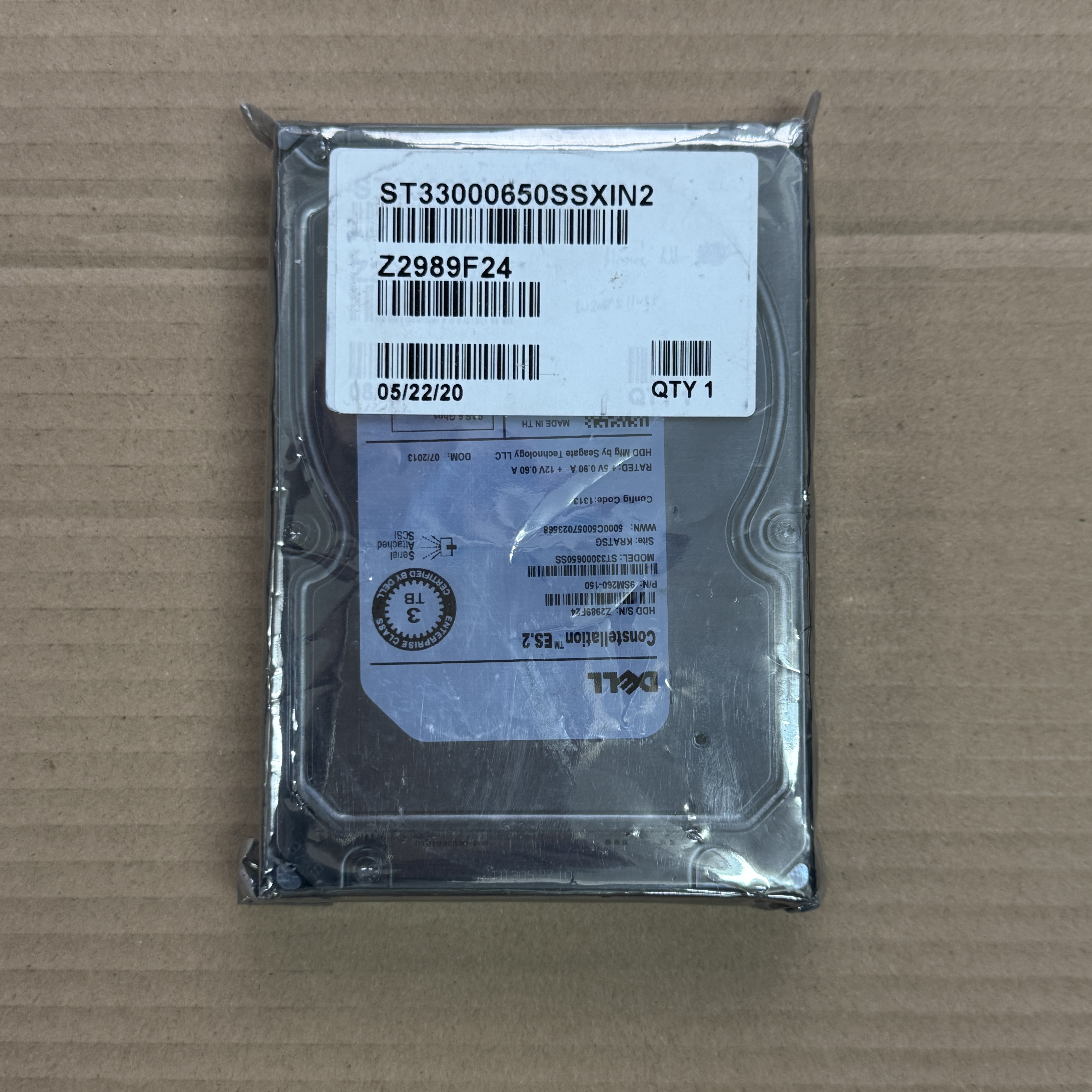 ST33000650SS SEAGATE 3.5" 3TB 7.2K RPM SAS LFF 6GB/S HDD (翻新)