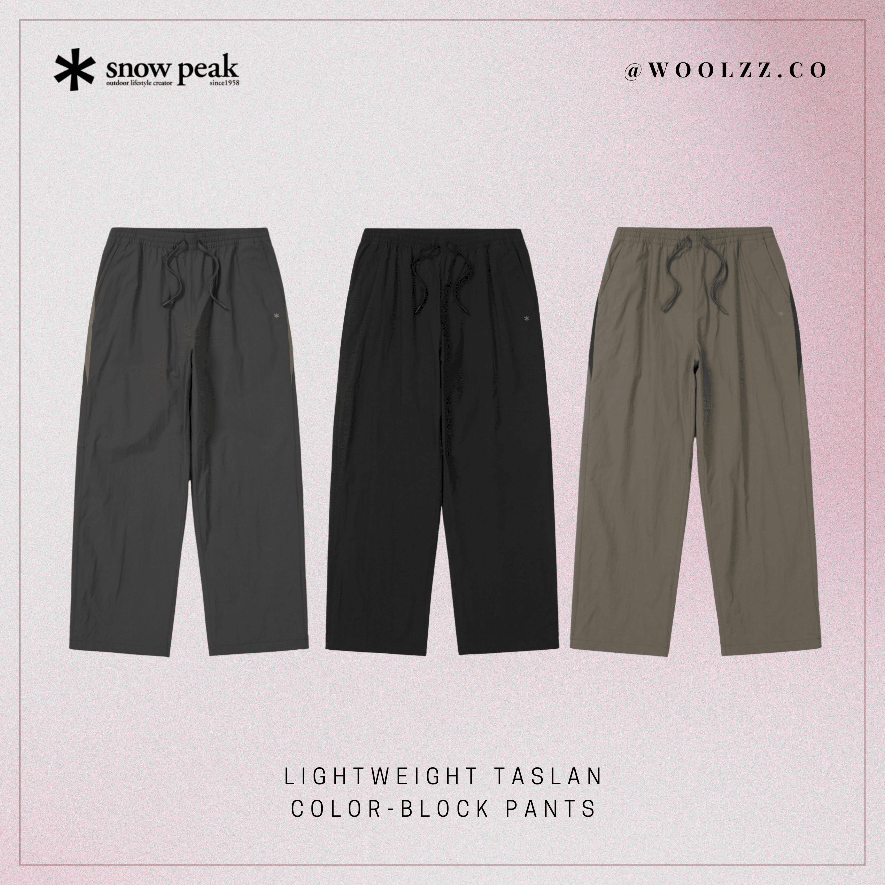 Snow Peak 輕量 Taslan 撞色長褲 S26SUL-PT56