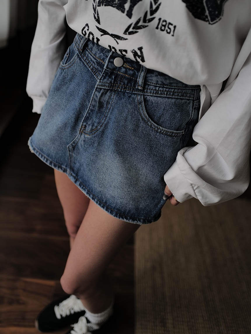 淺藍牛仔褲裙-藍