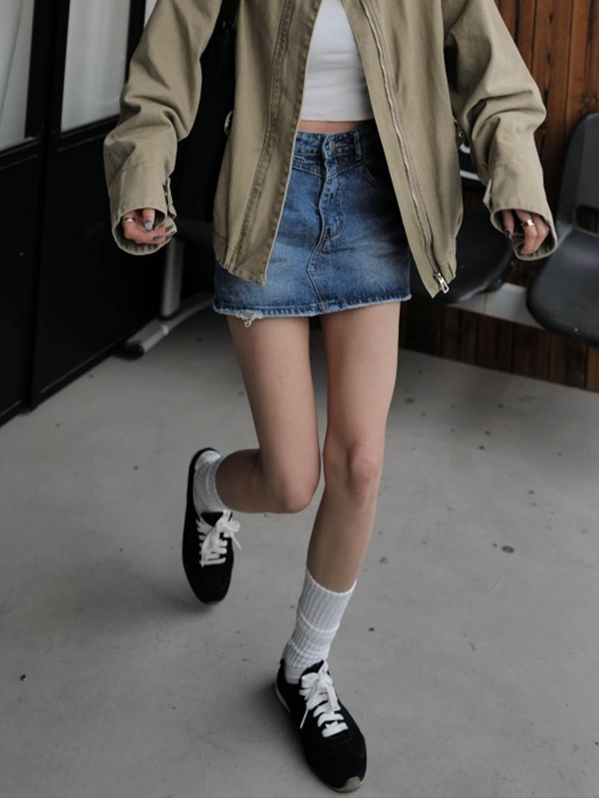 淺藍牛仔褲裙-藍