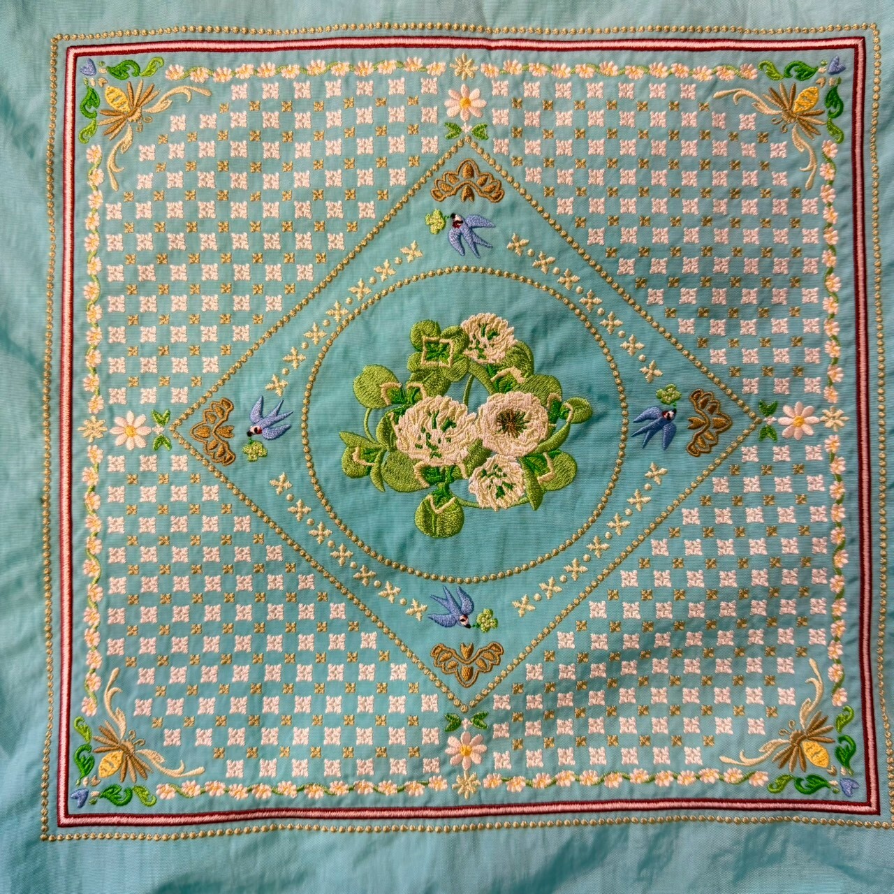 Ball＆Chain 刺繡環保購物袋 L號 - 藍 (30117536)