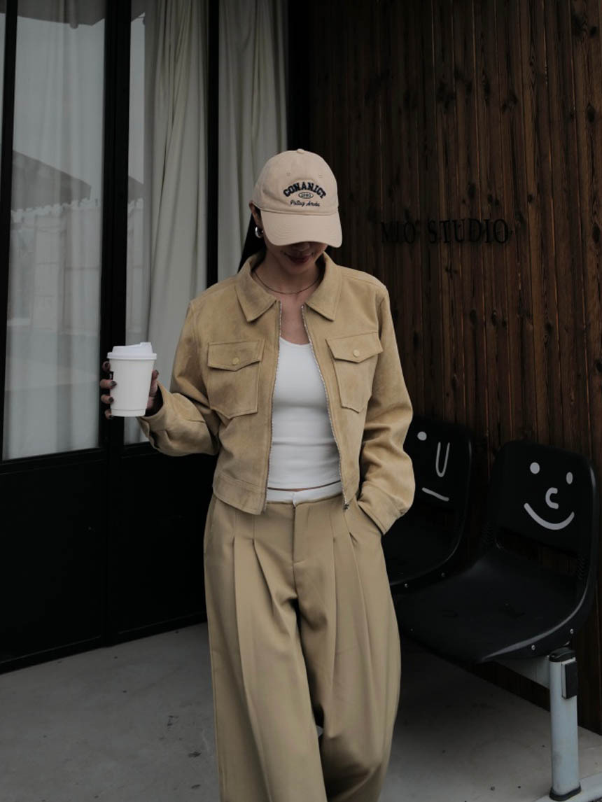 雙口袋短版麂皮外套*2色