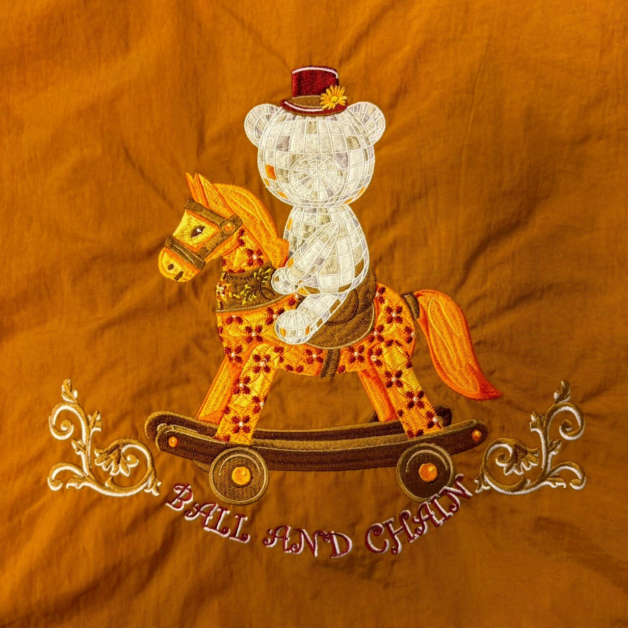 Ball＆Chain 刺繡環保購物袋 L號 - 卡其 (30117619)