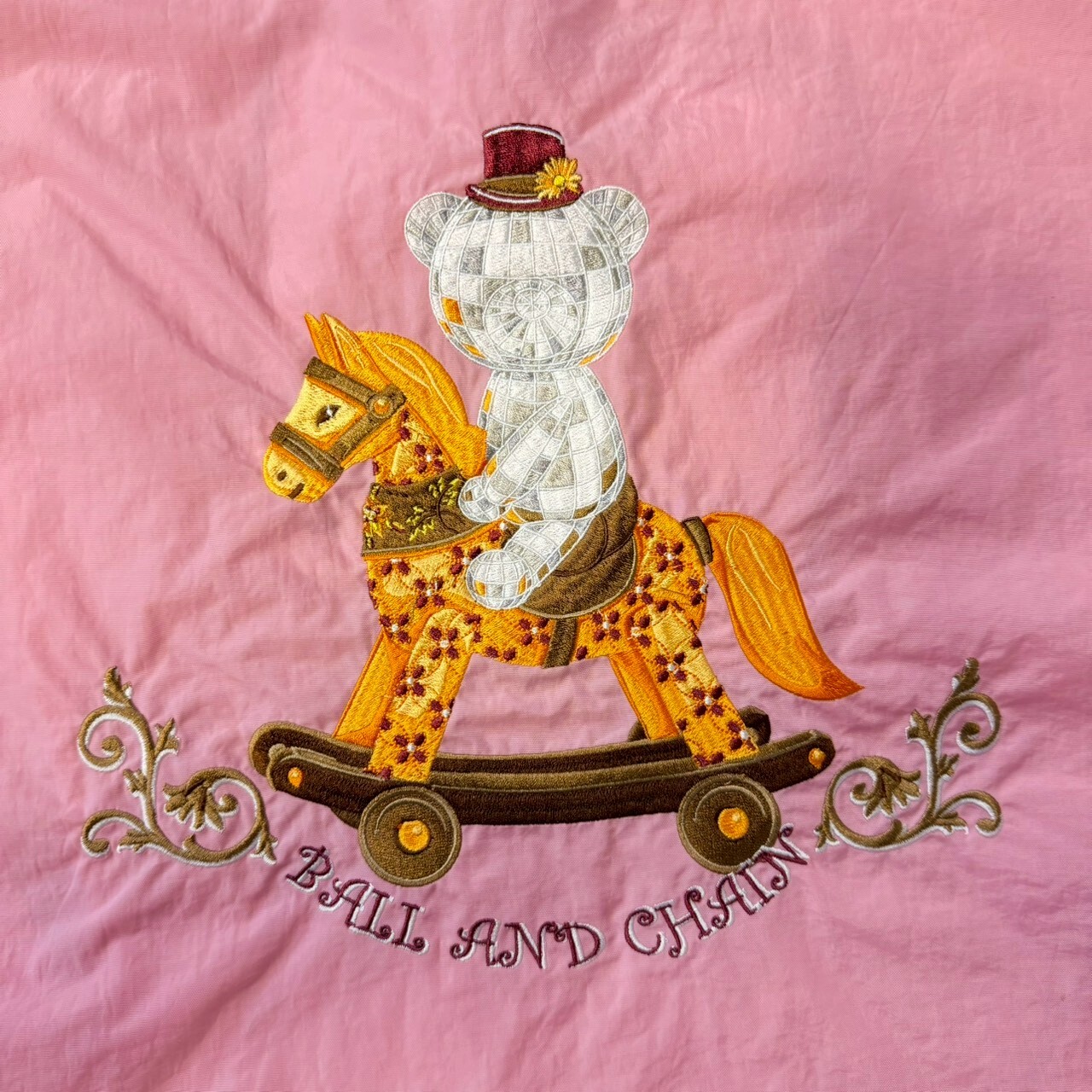 Ball＆Chain 刺繡環保購物袋 M號 - 粉紅 (30107660)