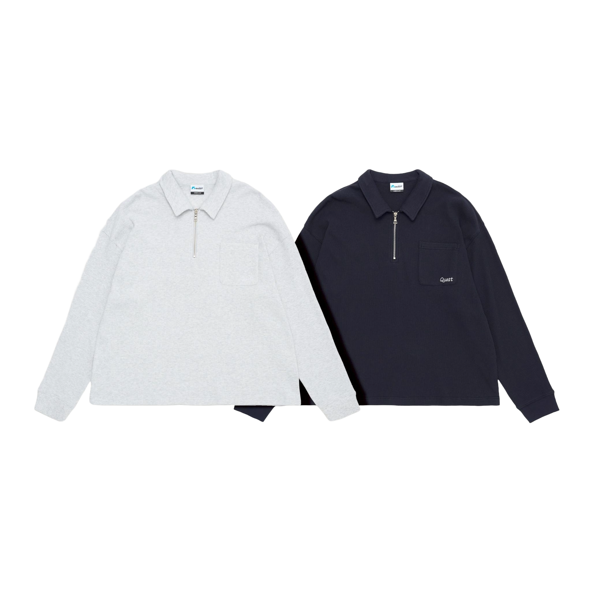 【車庫服飾】QUEST WAFFLE ZIP POLO SHIRT