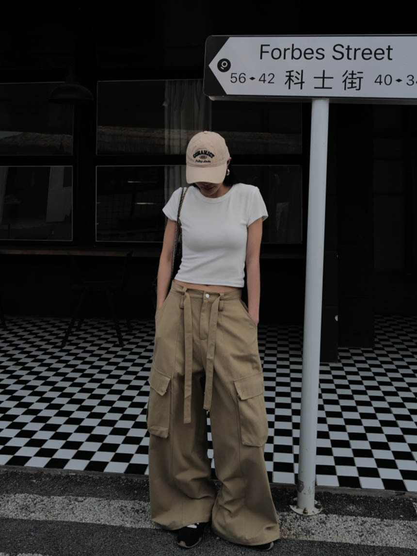 厚磅春系綁帶工裝寬褲*4色