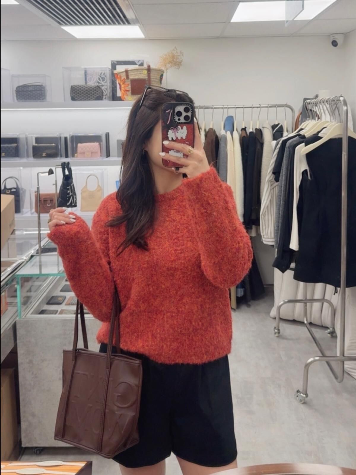 混色圓領針織上衣