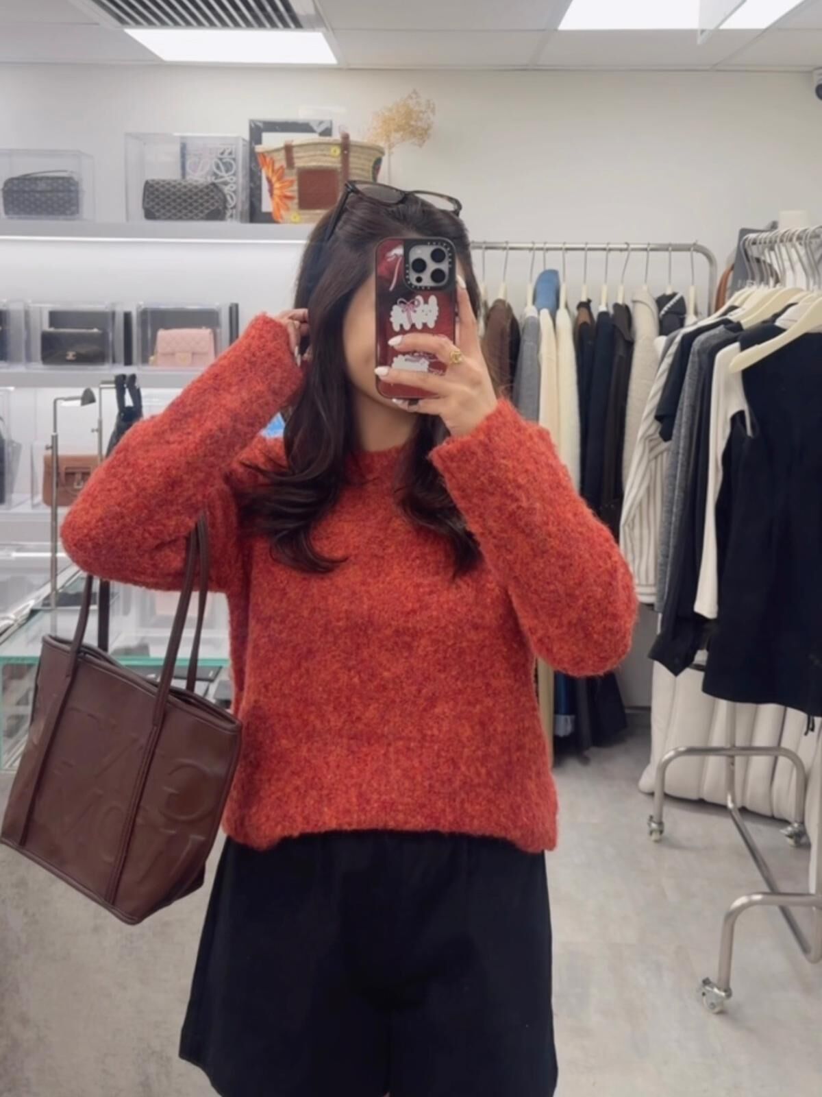 混色圓領針織上衣