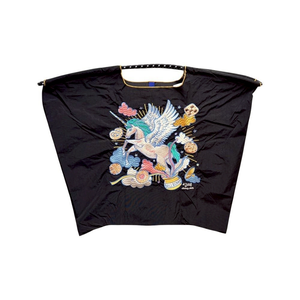 Ball＆Chain 刺繡環保購物袋 L號 - 黑 (31311701)