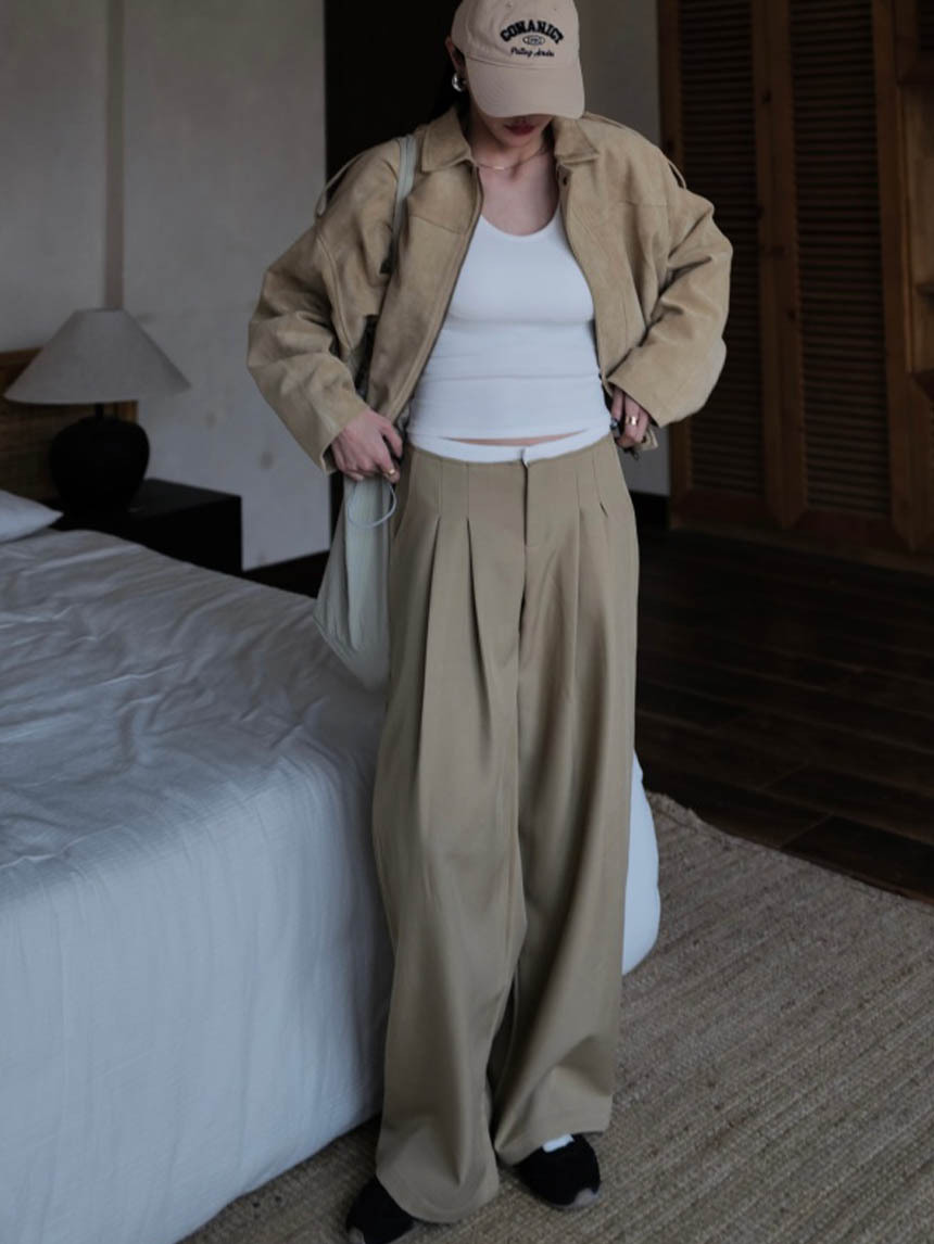 厚磅白褲頭西裝闊腿褲*3色