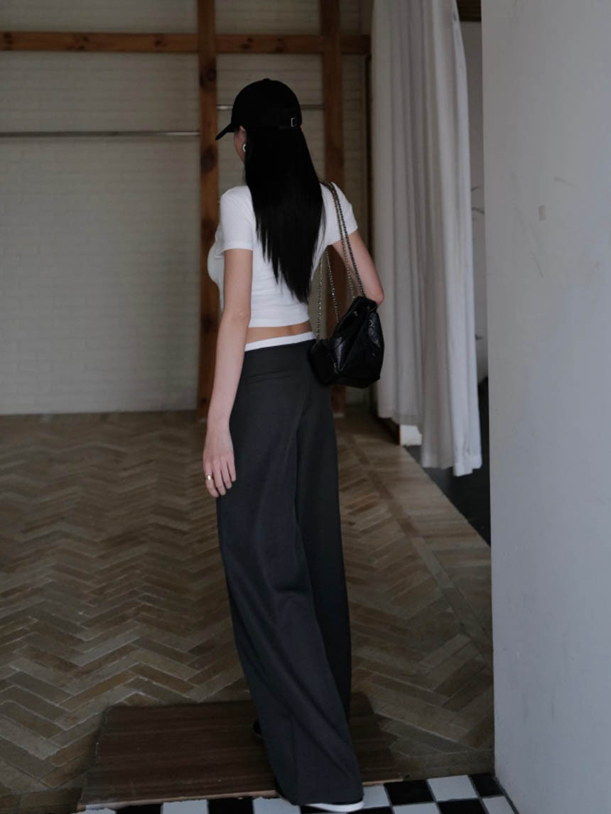 厚磅白褲頭西裝闊腿褲*3色
