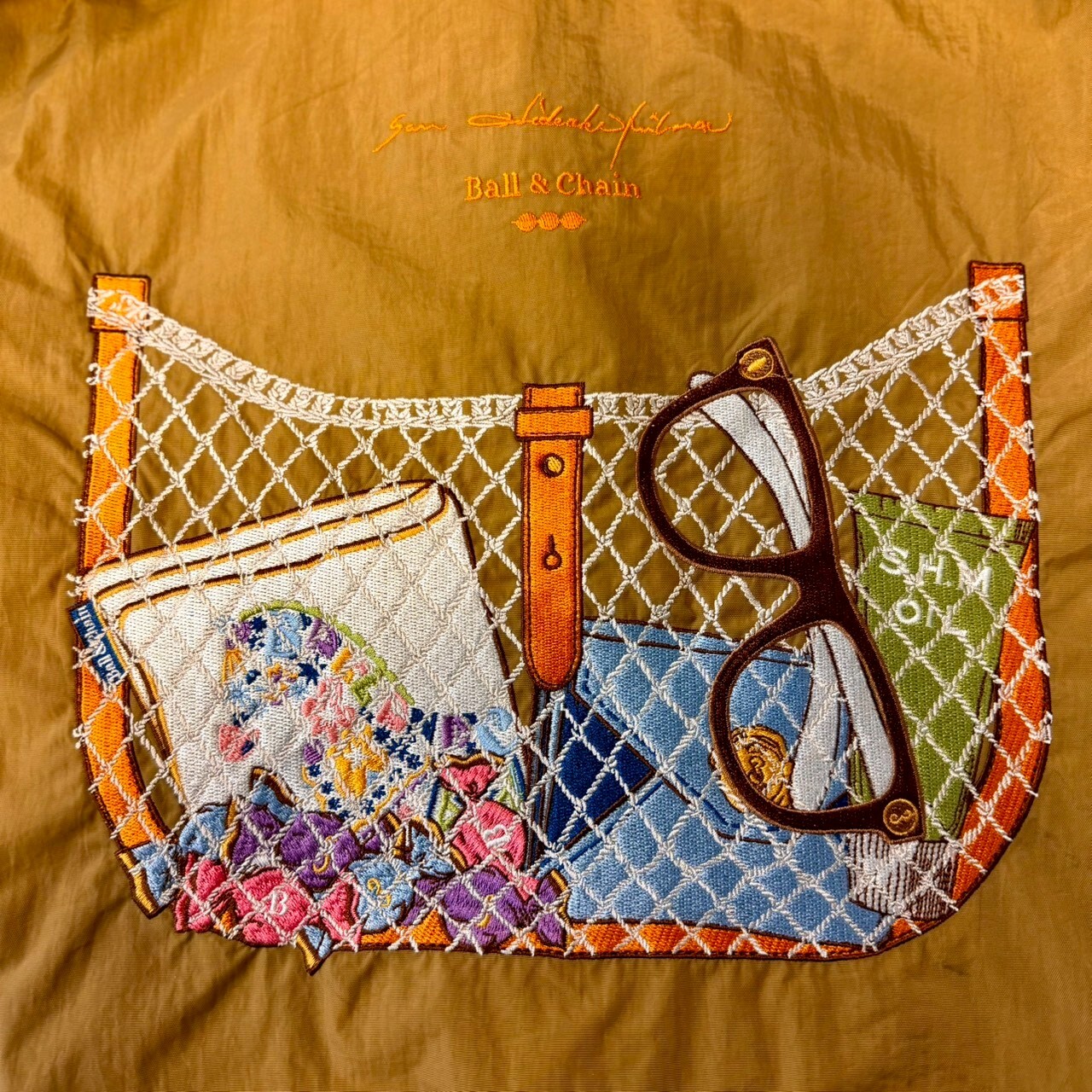 Ball＆Chain 刺繡環保購物袋 M號 - 卡其 (33300603)