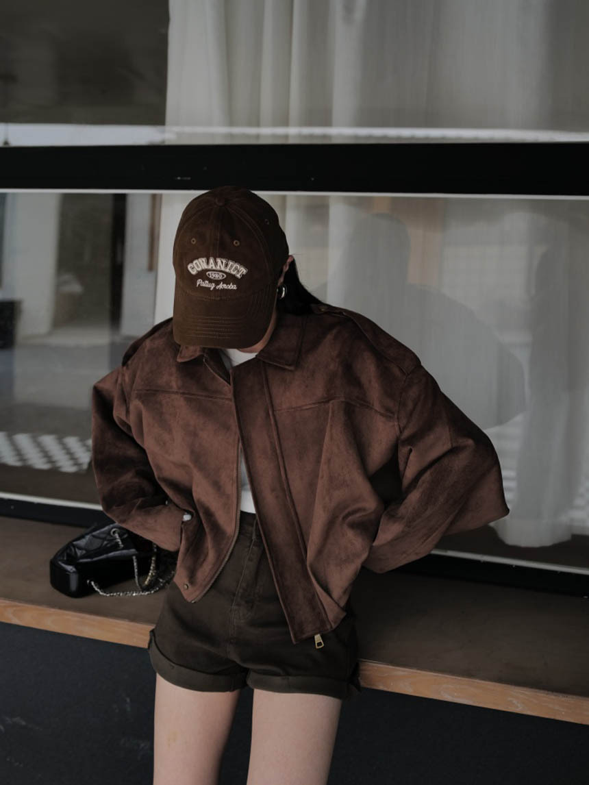 歐美麂皮寬短版外套*4色