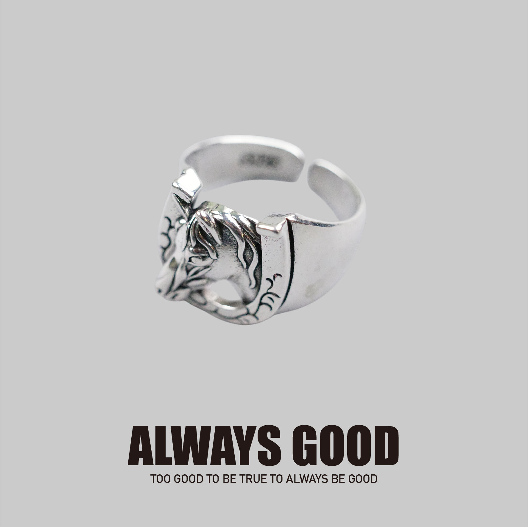 『Always_Good』馬頭 馬蹄 電鍍 銅戒