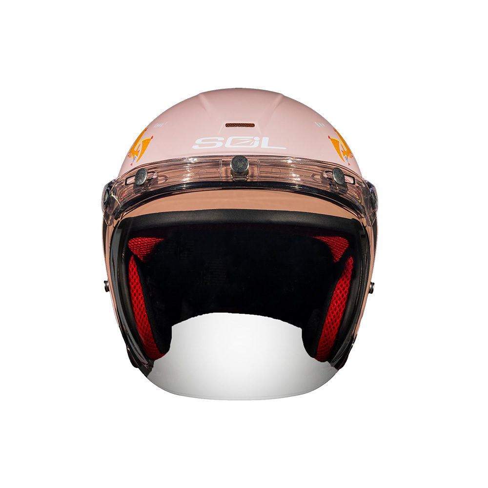 SOL SO-9K 彩繪 恐龍島 粉/綠 兒童式3/4罩 童帽