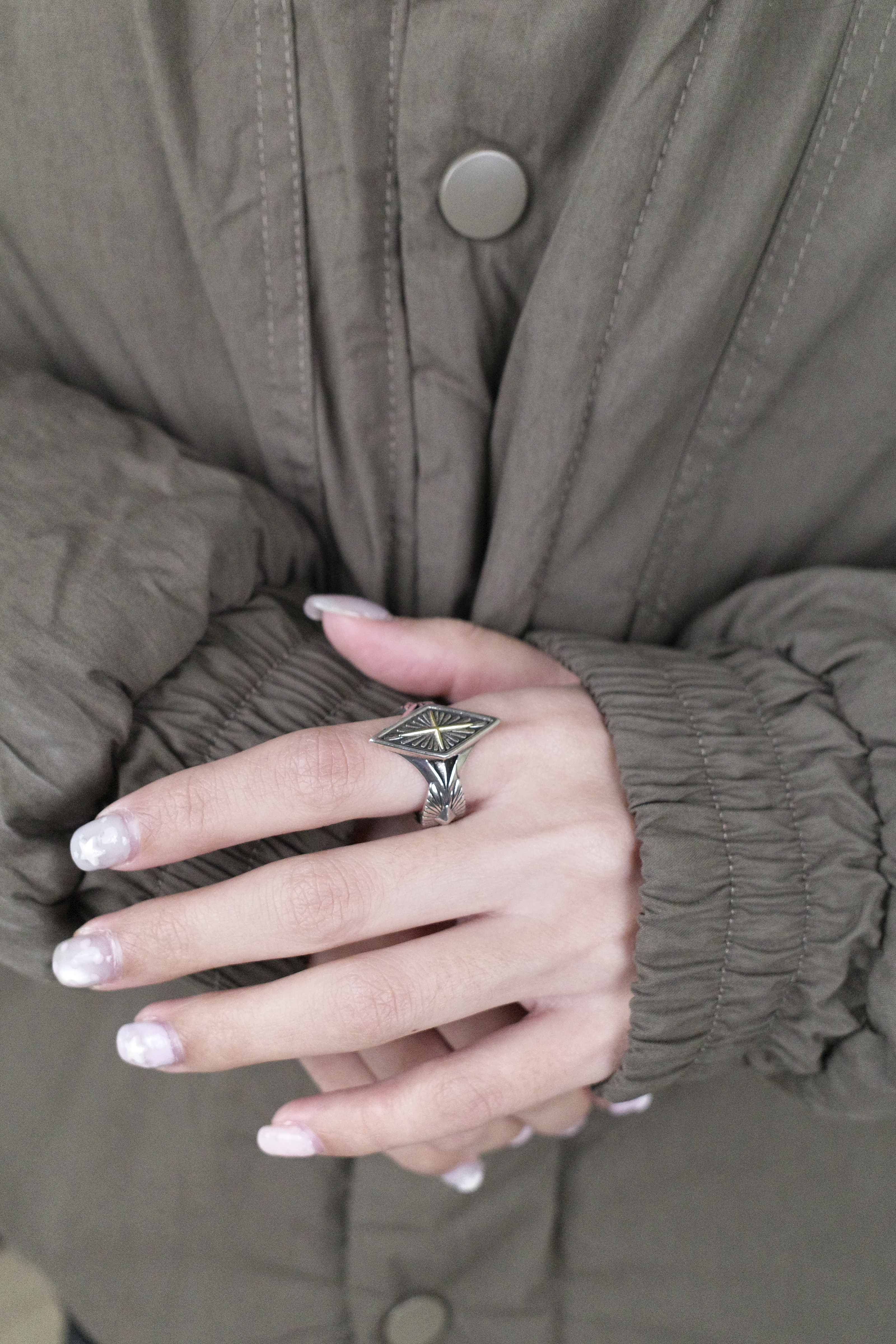 『Always_Good』菱形 線條 電鍍 銅戒