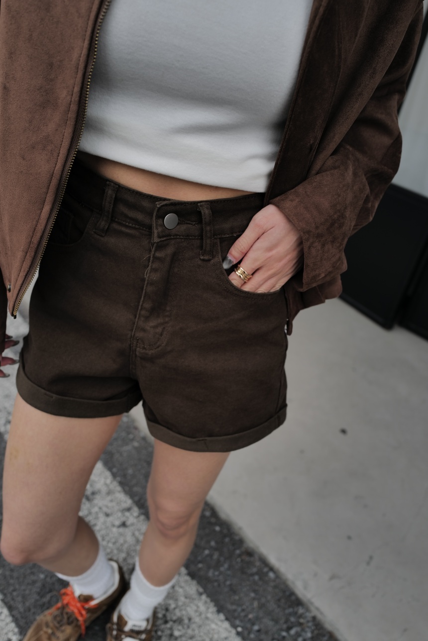 褲管反摺彈力牛仔短褲*2色