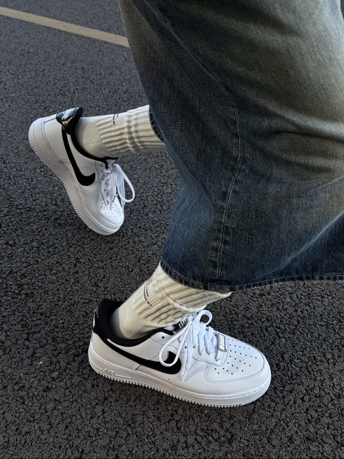 NIKE AIR FORCE 漆皮 黑白銀河 金屬鞋扣