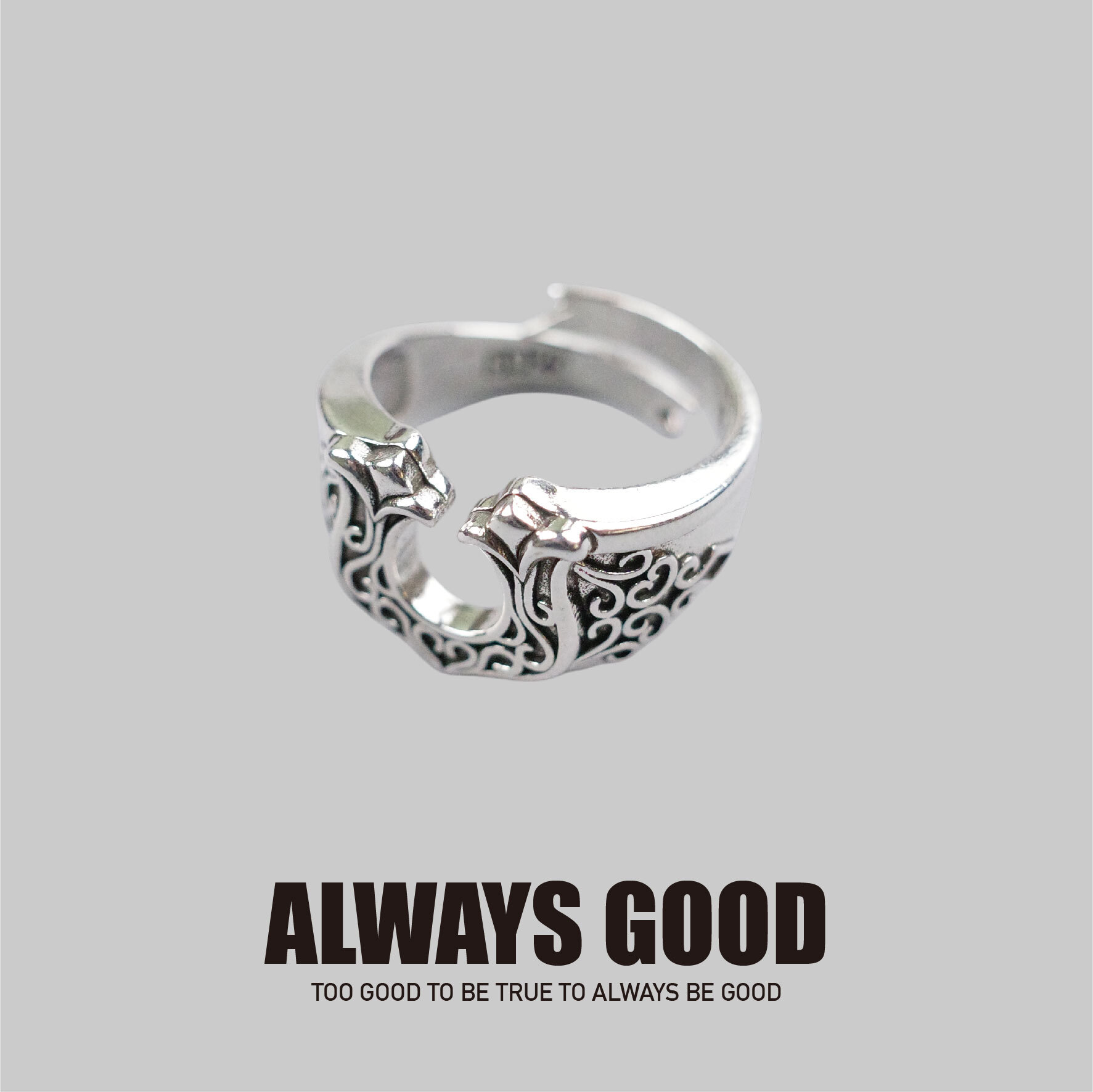 『Always_Good』幸運 馬蹄鐵 造型 電鍍 銅戒