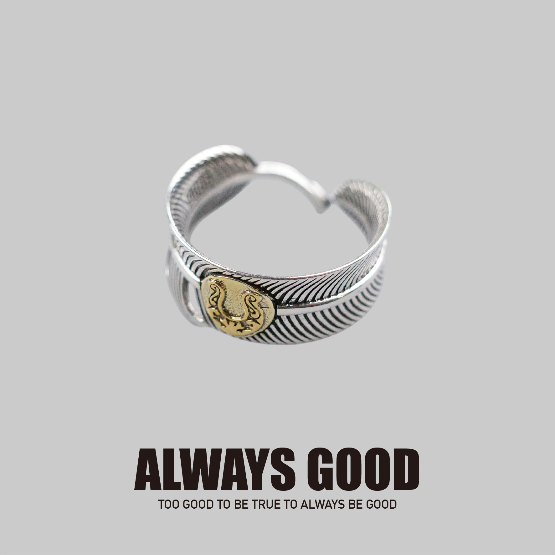 『Always_Good』馬蹄鐵 羽毛 電鍍 銅戒