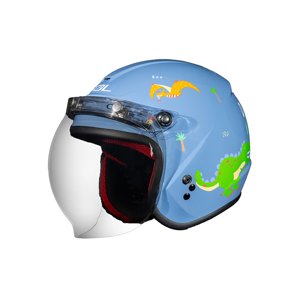 SOL SO-9K 彩繪 恐龍島 藍/綠 兒童式3/4罩 童帽