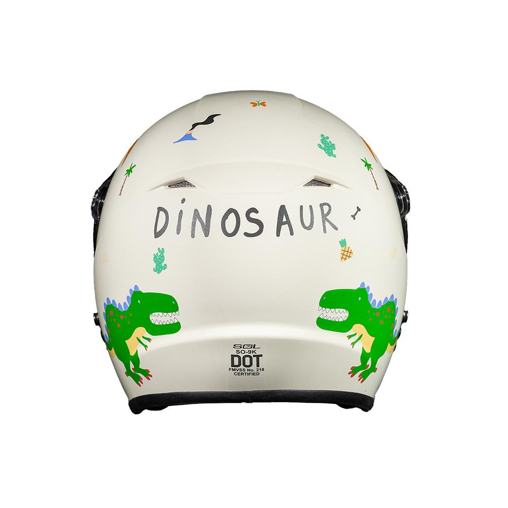 SOL SO-9K 彩繪 恐龍島 米白/綠 兒童式3/4罩 童帽
