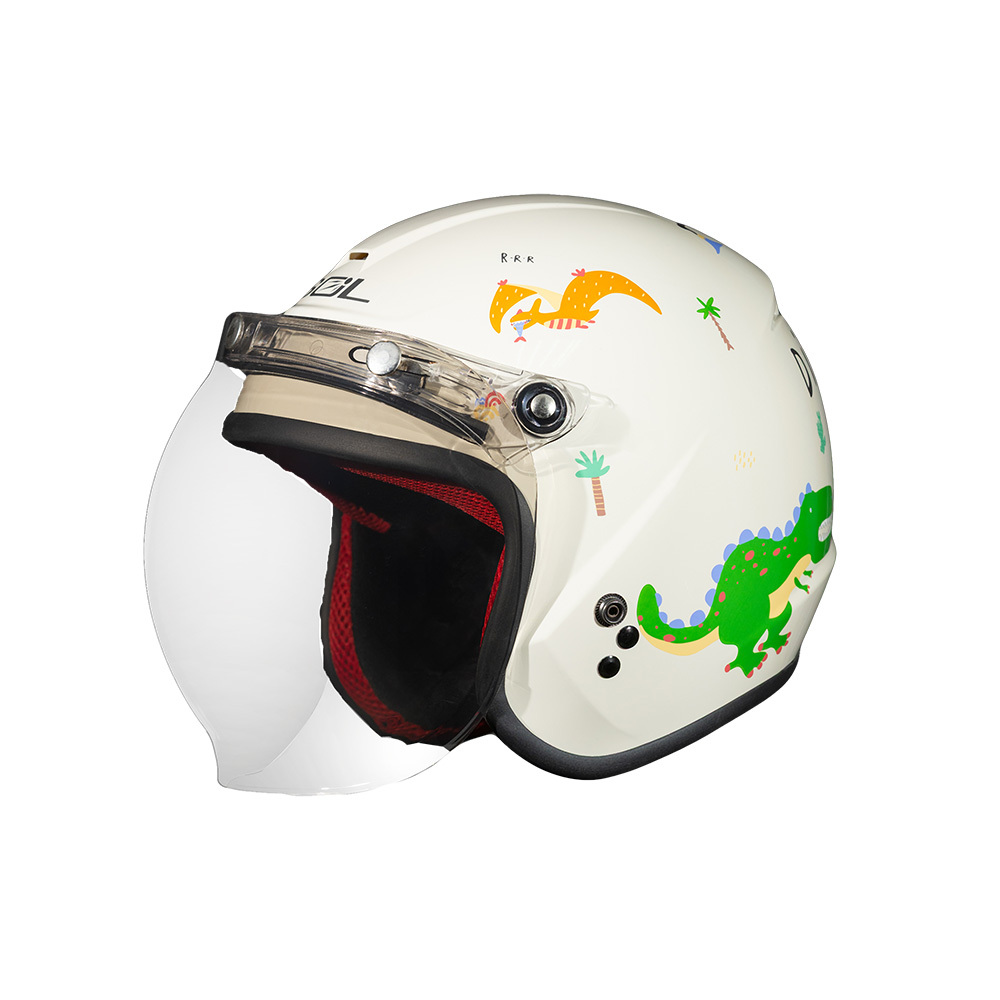 SOL SO-9K 彩繪 恐龍島 米白/綠 兒童式3/4罩 童帽