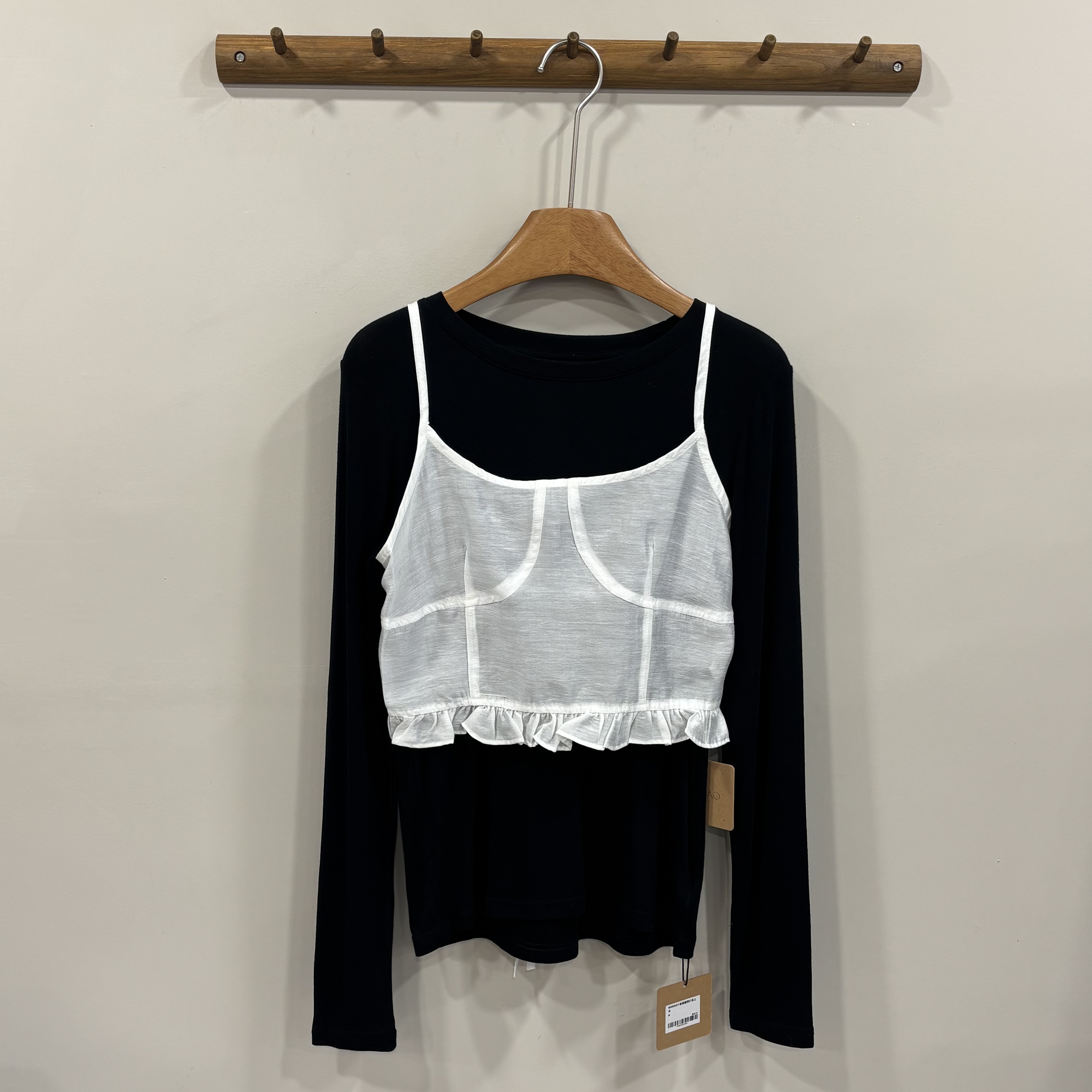 W00013後綁帶花邊外搭背心