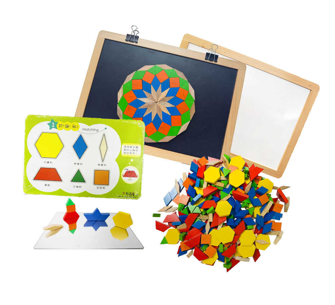 原木磁性萬花積木（六型六色）-新創作萬花筒系列-500片