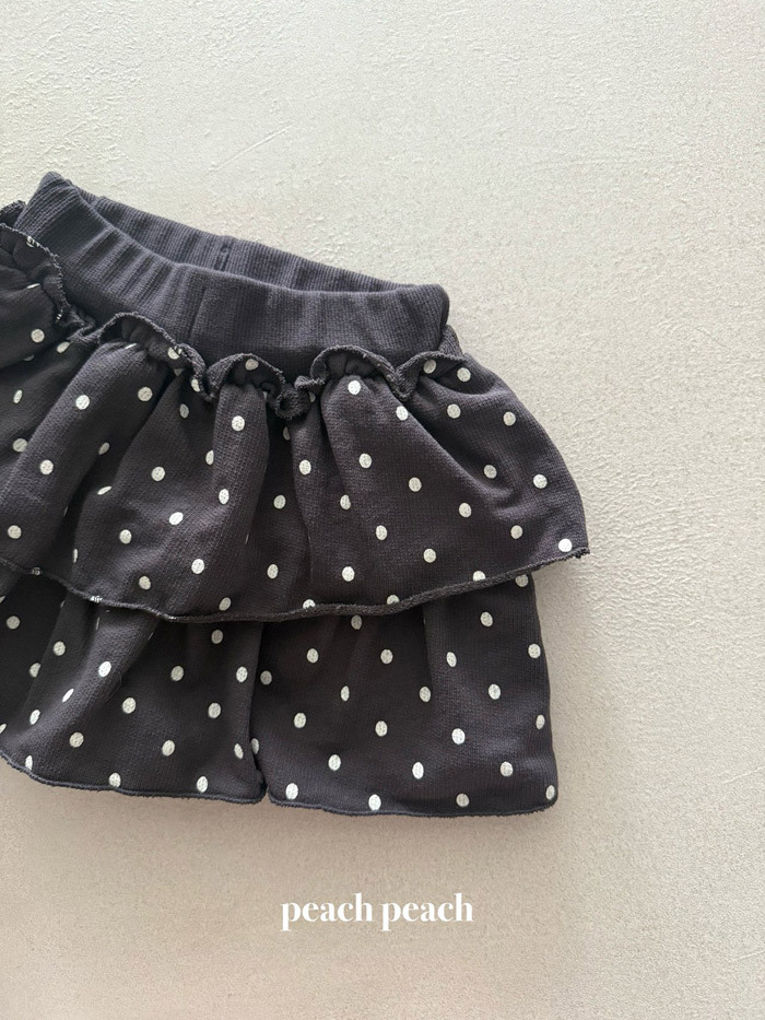 正韓春PEACHPEACH 兩色清新點點荷葉裙