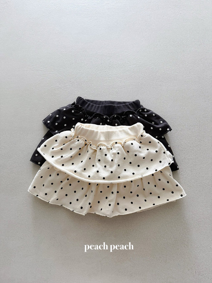 正韓春PEACHPEACH 兩色清新點點荷葉裙